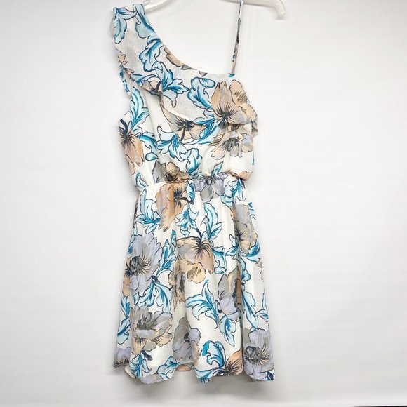Monteau Floral One Shoulder Ruffle Dress M - Picture 2 of 8
